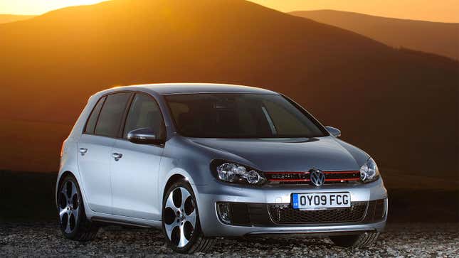 A photo of a silver Golf GTI Hatchback. 