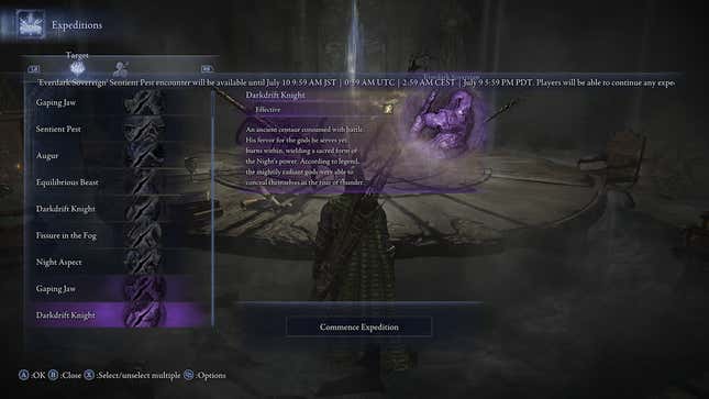 A player chooses from a selection of bosses.