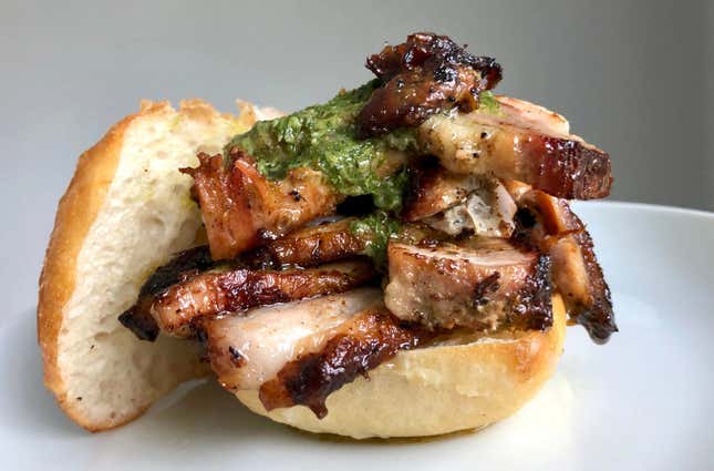 Porchetta on sandwich