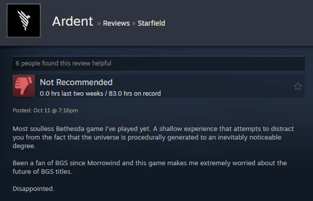 Image for article titled Starfield: Shattered Space, As Told By Steam Reviews