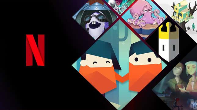 Netflix Games art, showing a range of games in diamonds.