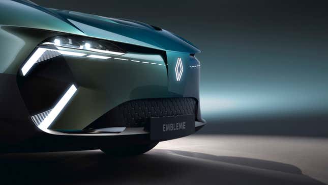 Front end detail of the green Renault Emblème concept