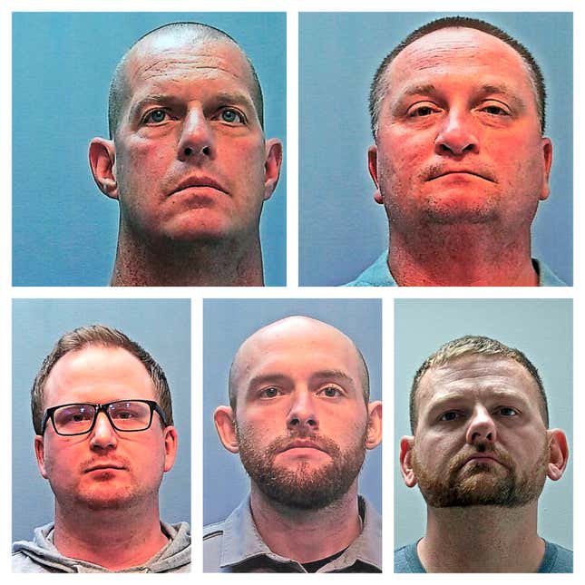 Lt. Peter Cichuniec (top left) fire department paramedic Jeremy Cooper (top right) officer Nathan Woodyard (bottom left) officer Jason Rosenblatt (bottom middle) officer Randy Roedema (bottom right) 