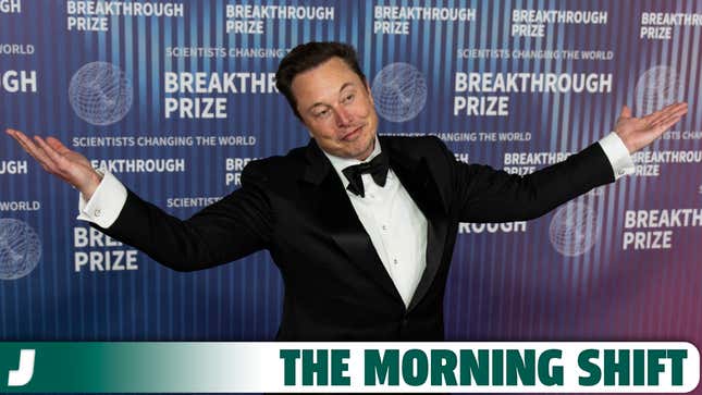 Elon Musk arrives at the 10th Annual Breakthrough Prize Ceremony at Academy Museum of Motion Pictures on April 13, 2024 in Los Angeles, California.