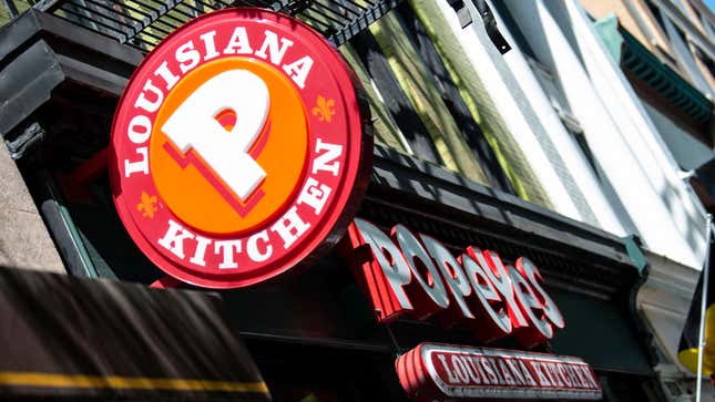 A Popeyes fast food chain restaurant is seen on August 30, 2019 on a street of Washington D.C. 