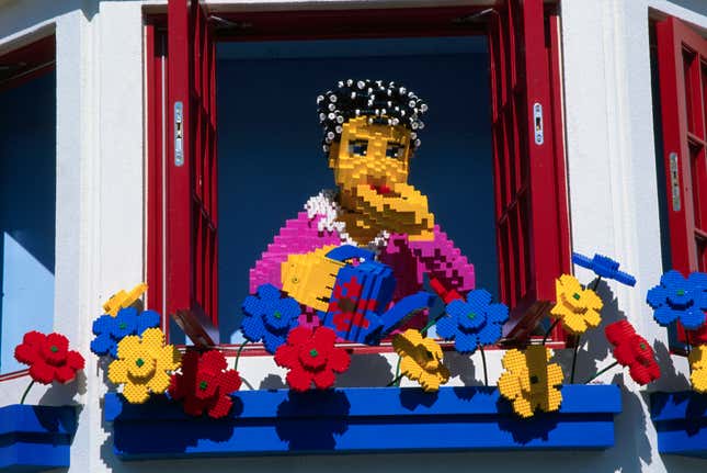 Replica of Woman and Flowers Made From Legos 