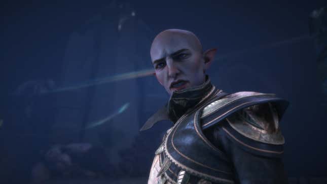 Solas talks to someone off-screen.