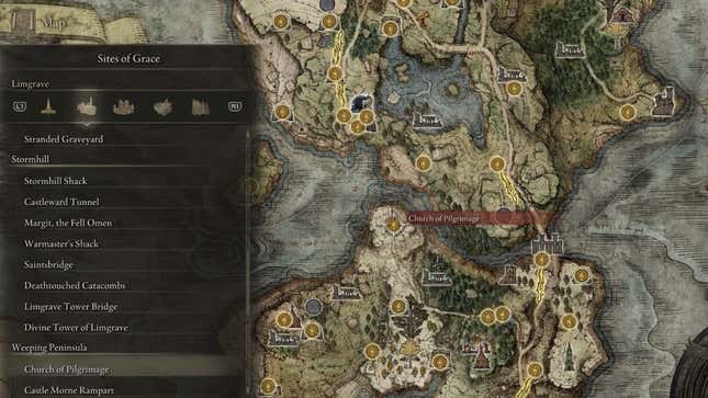A tiny section of the massive Elden Ring map.