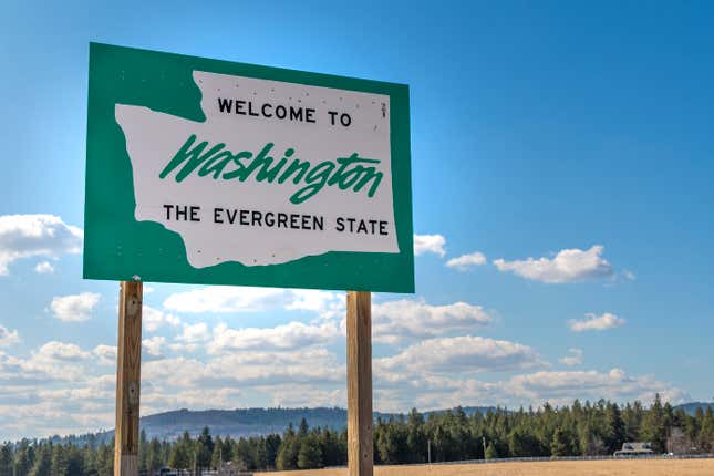 "Welcome to Washington" sign