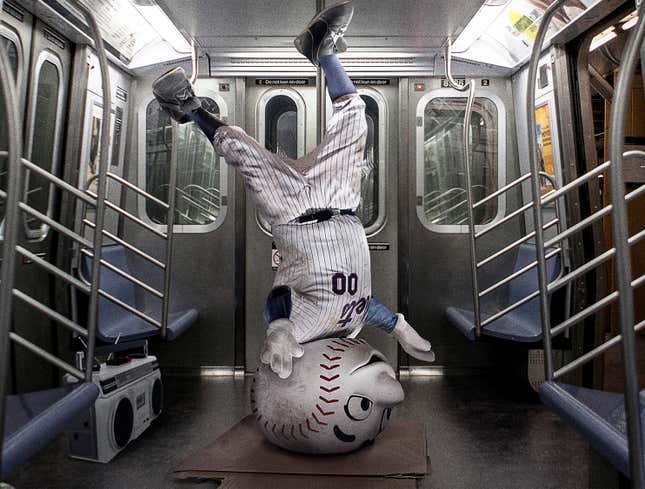 Image for article titled Disheveled Mr. Met Spends Lockout Sadly Breakdancing For Tips On 7 Train