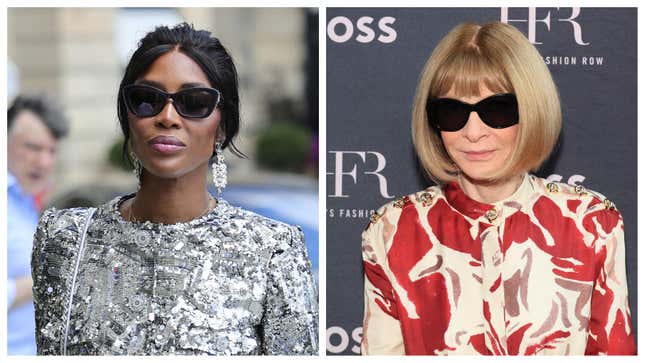 Naomi Campbell, links; Anna Wintour.