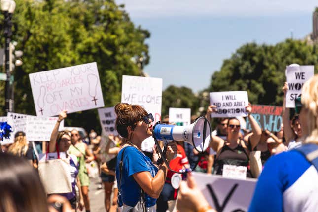 Amelia Bonow at a July 4th demonstration outside the Supreme Court.