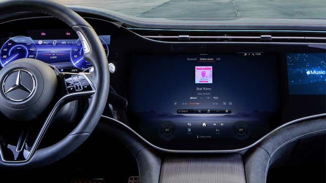 An image of Apple Car Play in use on a display inside a Mercedes vehicle