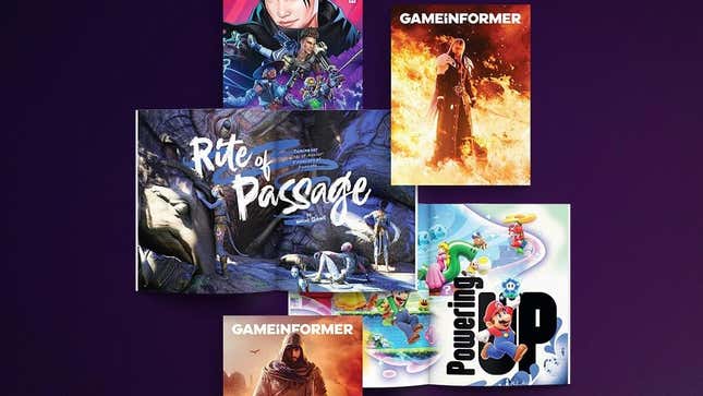 A collage of Game Informer magazines.