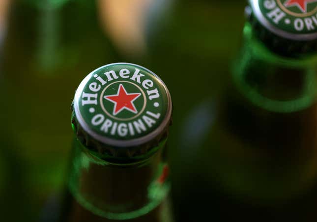 Heineken and other foreign alcohol stocks sank on Thursday.