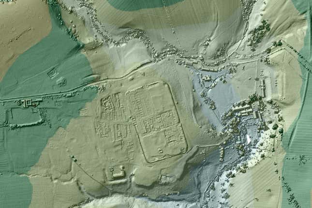 The Vindolanda Roman fort in northern England, imaged using lidar data