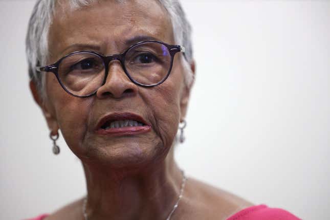 WASHINGTON, DC - DECEMBER 05: U.S. Rep. Bonnie Coleman Watson (D-NJ) speaks during a news conference on December 5, 2019, on Capitol Hill in Washington, DC. Rep. Ayanna Pressley and Rep. Ilhan Omar held the news conference to introduce legislation to end discriminatory and punitive school discipline policies targeting students of color.