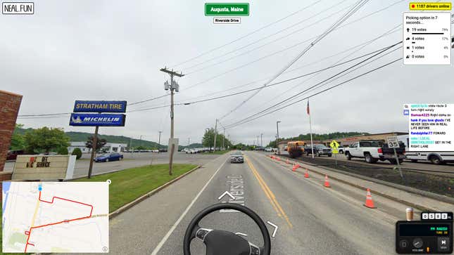 A Google Street View image of a car driving through Augusta, Maine.