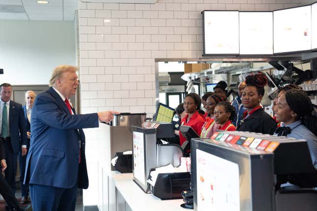 Image for article titled Can Donald Trump Win Over Black Voters With Chick-fil-A? These Photos Are So Cringe