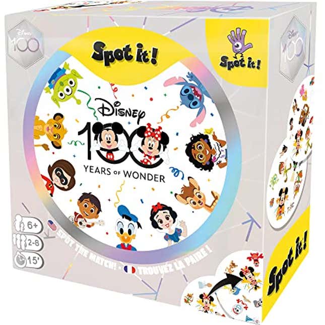 Image for article titled Spot It! Disney 100 Years of Wonder Card Game | Fast-Paced Symbol Matching Observation Fun Family Game for Kids and Adults | Age 6+ | 2-8 Players | Avg. Playtime 15 Minutes | Made by Zygomatic, Now 30% Off