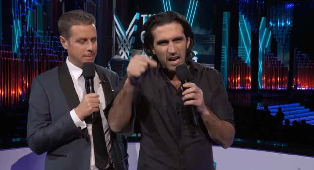 Josef Fares on stage at the 2017 Game Awards says "Fuck the Oscars." 