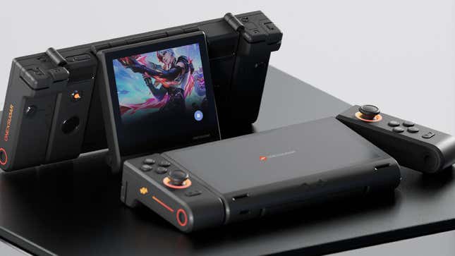A handheld transforms on a table. 