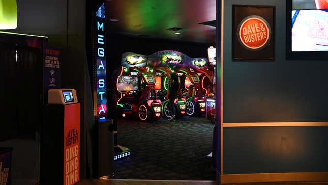 File photo of arcade games inside Dave &amp; Buster’s entertainment room in Times  Square on March 26, 2021. 
