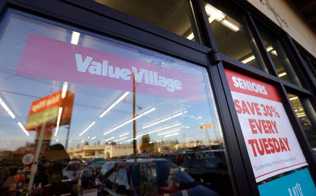 FILE - A Value Village store is seen, Dec. 12, 2017, in Edmonds, Wash. Washington Attorney General Bob Ferguson&#39;s long-running legal case against the thrift store chain Savers Value Village turned out to be no bargain, as the state was ordered on Tuesday, Oct. 17, 2023, to pay the company nearly $4.3 million in legal fees. (AP Photo/Elaine Thompson, File)