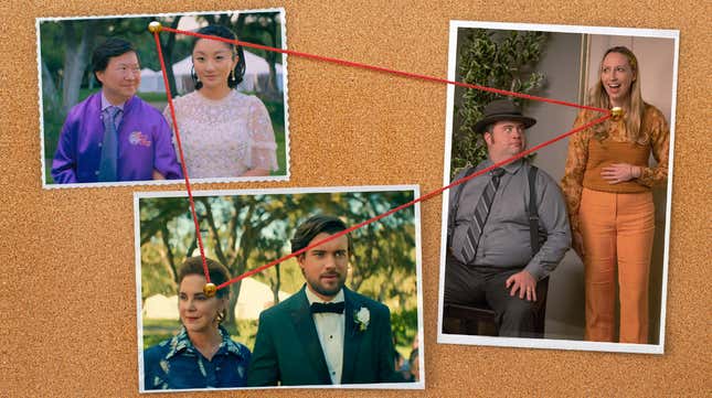 Clockwise from left: Ken Jeong and Poppy Liu; Paul Walter Hauser and Anna Konkle; Jack Whitehall and Elizabeth Perkins (Photos: Apple TV+) 