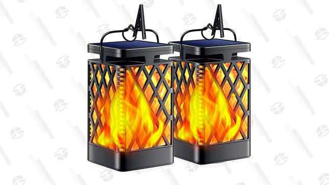 2 Pack Outdoor Flickering Flame Solar Lantern | $24 | Use code N9DB7J43