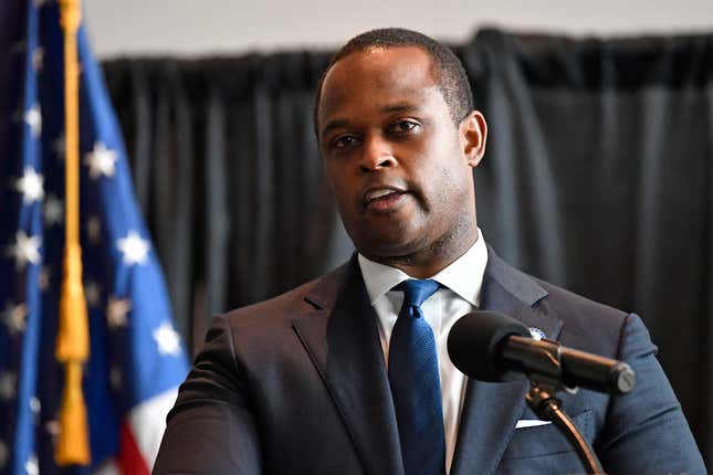 Kentucky Attorney General Daniel Cameron speaks during a news conference in Frankfort, Ky., Sept. 23, 2020.