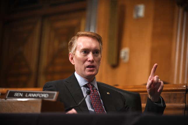   Senator James Paul Lankford, (R-OK) asks questions of Deanne Criswell,  nominee to be the administrator of the Federal Emergency Management  Agency (FEMA),   during her confirmation hearing before the Senate  Homeland Security and Governmental Affairs Committee March 25, 2021 on  Capitol Hill in Washington, D.C.