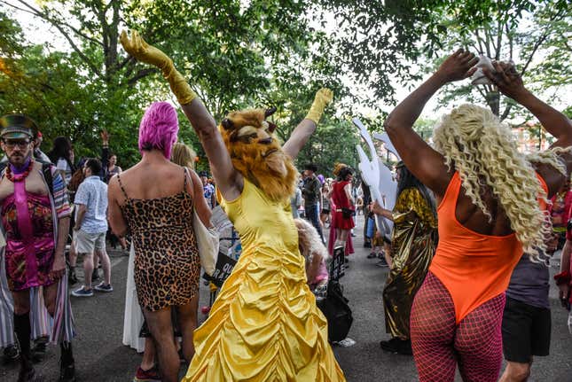 Image for article titled New York City's Drag March Brought the Glamour, Glitter, Feathers, and Leather