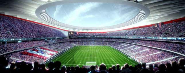 It’s designed first and foremost as a soccer stadium, so running tracks will have to be built on top of the lower parts of the stands if Madrid wins the right to host the 2020 games.