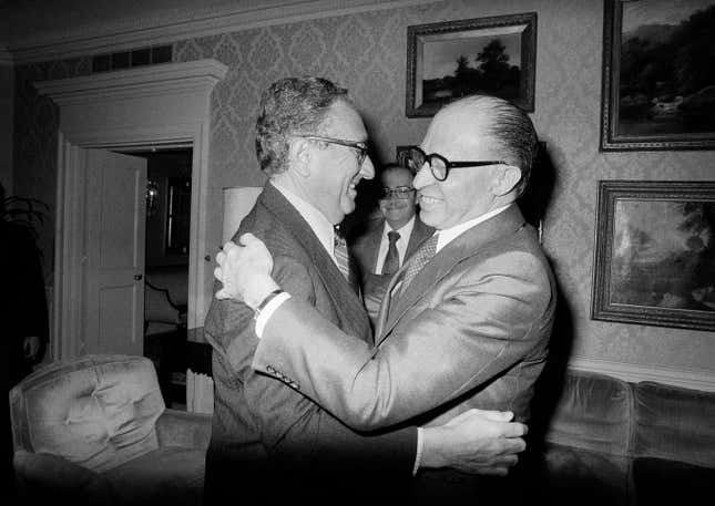 With former Israeli prime minister Menachem Begin, Mar. 1978. (AP Photo/Max Nash)