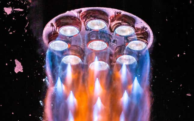 Terran 1&#39;s booster engines during the launch. 