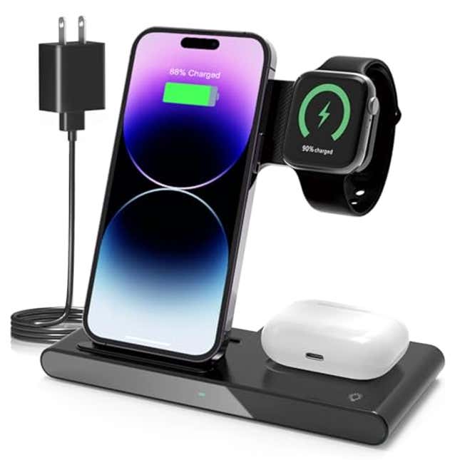 Wireless Charger iPhone Charging Station: 3 in 1 Charger Stand 