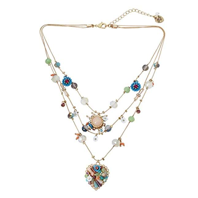 Betsey Johnson Woven Heart Layered Necklace, Now 52% Off