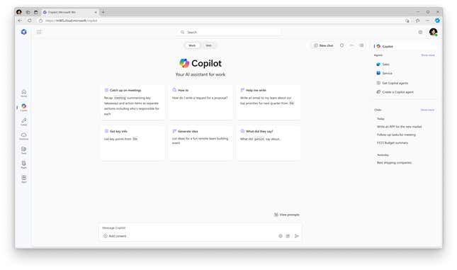 screen image of Copilot AI assistant homepage