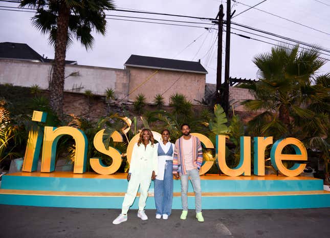 Yvonne Orji, Issa Rae and Jay Ellis attend HBO Celebrates The Final Season Of ‘Insecure’ With Insecure Fest on October 23, 2021 in Los Angeles, California.