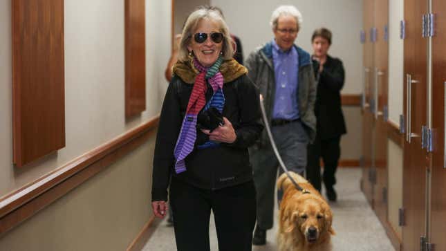 Nobel prize winner Claudia Goldin with her dog Pika.