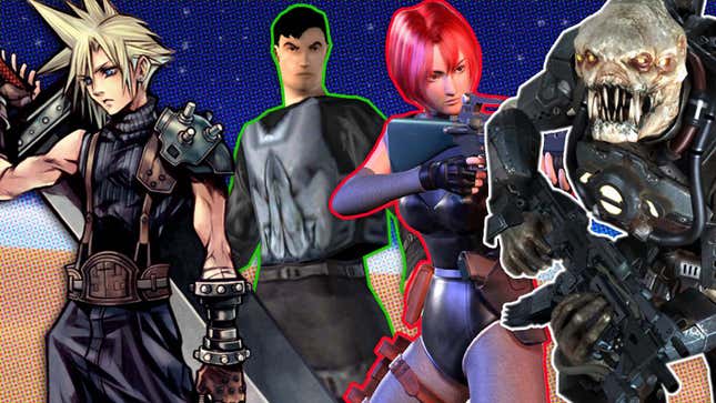 An image shows characters from FF7, Dino Crisis and other games. 