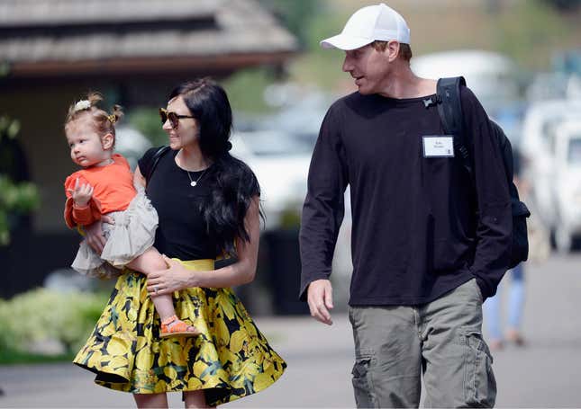 Stacey Bendet Eisner, co-owner of clothing brand Alice + Olivia, and husband Eric Eisner, founder and CEO of Double E Pictures, attend the Allen &amp; Company Sun Valley Conference with one-year-old daughter Scarlet in tow.