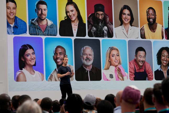 File - Meta CEO Mark Zuckerberg speaks during the tech giant&#39;s Connect developer conference Sept. 27, 2023, in Menlo Park, Calif. Meta releases results on Thursday, Feb. 1, 2024. (AP Photo/Godofredo A. Vásquez, File)