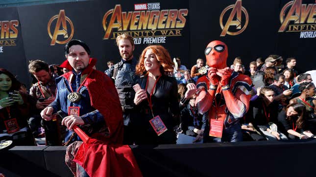 Fans waiting at the premiere of “Avengers: Infinity Wars”in Los Angeles, California in April 2018.