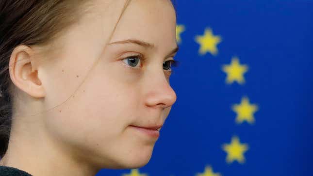 Swedish climate activist Greta Thunberg arrives at the European Parliament in Brussels on March 4, 2020.
