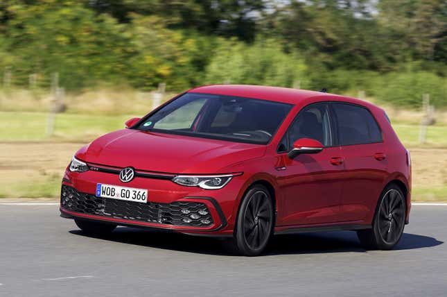 A red Volkswagen Golf GTI