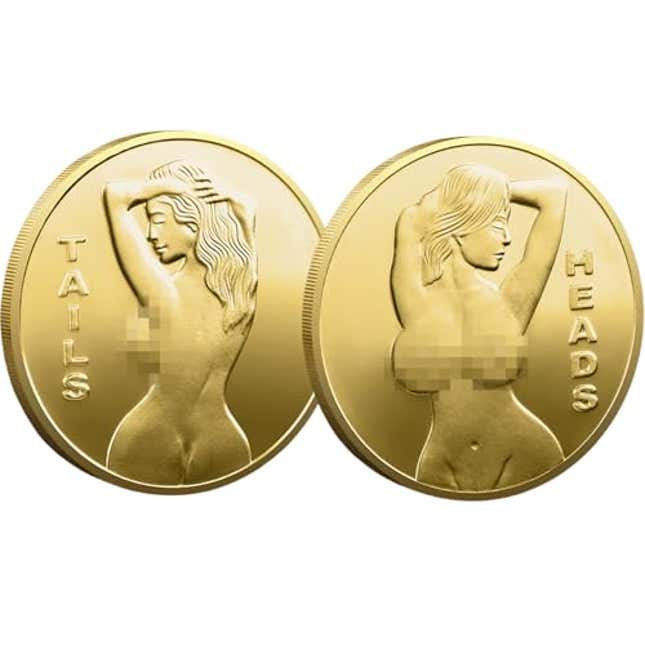 Image for article titled 2025 Lucky Cion Heads and Tails Token Double Side Sexy Woman Double Side Challenge Coin Funny Prank Gifts for Valentines(2PCS) (Golden), Now 10% Off
