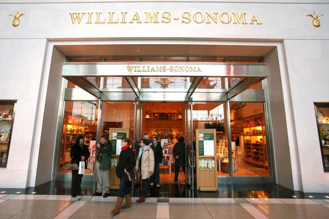 FILE -Shoppers leave a Williams-Sonoma store in New York, Jan. 3, 2008. Home products retailer Williams-Sonoma will have to pay more than $3.17 million penalty for violating a “Made in USA” order from the U.S. Federal Trade Commission. (AP Photo/Mark Lennihan. file)