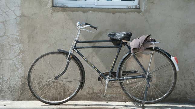 A Chinese worker's bicycle in Addis Ababa, Ethiopia.